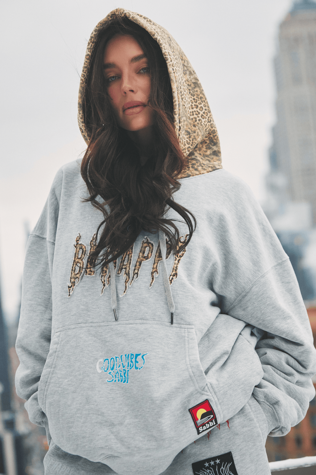 THE BE HAPPY LEOPARD HOODIE