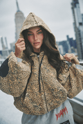 THE BE HAPPY LEOPARD PADDED BOMBER