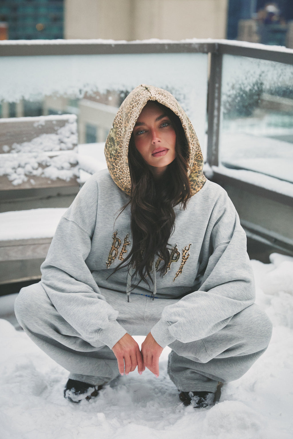 THE BE HAPPY LEOPARD HOODIE