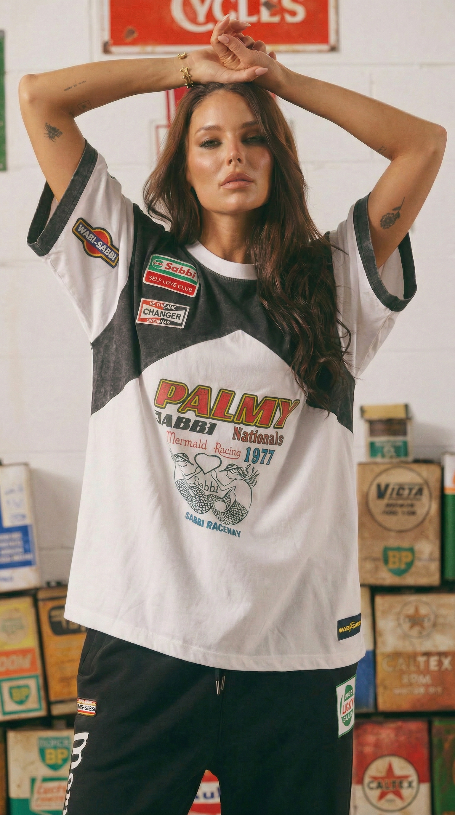 THE VERY OVERSIZED MERMAID RACING TEE - BLACK & WHITE